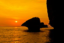 Sunset on Poda Island. Krabi coast. Krabi province, Andaman Sea, Thailand.