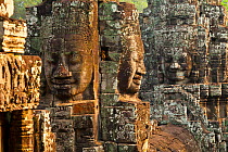 Face-towers on the Upper terrace of Bayon Temple. Angkor. Siem Reap town, Siem Reap province. Cambodia.
