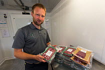 Owner of wild venison business, Forest to Fork, with meat products. Culbokie, Ross and Cromarty, Scotland, UK.