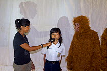 Sumatran Orangutan Society presentation at local school. North Sumatra, Indonesia.