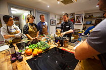 Vegan cooking course at Made In Hackney Plant-based community cooking school. London, England, January.
