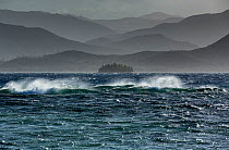 South-east trade wind whipping up the sea on the Southern Lagoon, Forgotten Coast, Lagoons of New Caledonia: Reef Diversity and Associated Ecosystems UNESCO World Heritage Site. New Caledonia.