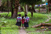 Batak children going to school in Sitio Manggapin, Cleopatra&#39;s Needle Critical Habitat, Palawan, the Philippines.