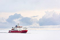 Icebreaker in Atka Bay, Queen Maud Land, Antarctica.