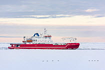 Icebreaker in Atka Bay, Queen Maud Land, Antarctica. December.