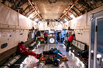 Interior of Antarctic Logistics Centre International aeroplane at Novolazarevskaya Station, Atka Bay, Queen Maud Land, Antarctica. November 2017.