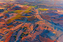Aerial view of agricultural landscape, Montana Palentina, Castille and Leon, Spain, January 2019