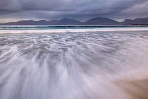 RF - View across Sound of Taransay from Luskentyre beach in stormy weather, Isle of Lewis and Harris, Outer Hebrides, Scotland, UK.  October 2018