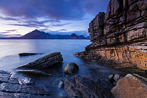 Loch Scavaig and Cuillin Mountains at dusk, Isle of Skye, Scotland, UK.October