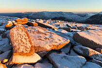 View across Cairngorm plateau to Beinn Mheadhoin in winter, Cairngorms National Park, Scotland, UK., December