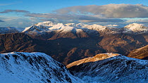 Ben Nevis and The Mamores in winter, Lochaber, Scotland, UK, February.