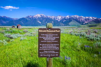 Sign for Edwards Homestead Pond, Beaverhead National Forest, Madison Mountain Range, Montana, USA, July.