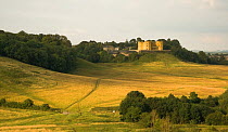 Stoke Park Estate landscape, featuring the yellow Dower House, built in 1563 as a private stately home, but is now converted to private flats, Purdown, Bristol, UK, July 2019.