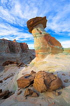 Hoodoo formation with caprock, at Stud Horse Point, Utah, January.