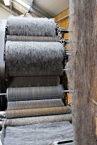 Wool carding machine at Grimsay woollen mill, North Uist, Scotland, UK, July.