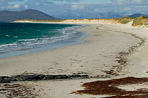 West beach, white beach at low tide, North Uist, Scotland, UK, June.