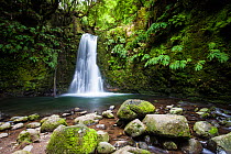 Salto do Prego waterfall. Faial da Terra, Sao Miguel Island, Azores, Portugal. 2019.