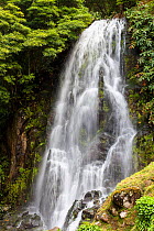 Waterfall. Natural Monument of Caldeira Velha, Ribeira Grande, Sao Miguel Island, Azores, Portugal.