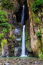 Salto do Cabrito waterfall. Lombadas Valley Nature Reserve, Sao Miguel Island, Azores, Portugal.