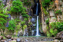 Salto do Cabrito waterfall. Lombadas Valley Nature Reserve, Sao Miguel Island, Azores, Portugal.