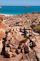 Coastal rock grave site of the Wunambal Gaambera / Uunguu people. Wary Bay, Bigge Island, Bonaparte Archipelago, The Kimberley, Western Australia.