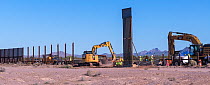 Mexican / United States border in Arizona, where the newer taller sections of the border wall pushed by President Trump are being erected in the environmentally sensitive Organ Pipe National Monument....