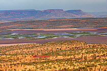 View of rivers flowing into Cambridge Gulf. Fiver Rivers Lookout, Wyndham, The Kimberley, Western Australia.