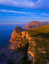 Mount Candina and coastline in evening light. Liendo Valley, Montana Oriental Costera, Cantabria, Spain. May 2019.