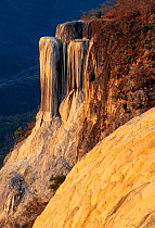 Hierve el Agua rock formation with calcified minerals, resembling a waterfall. Oaxaca, southern Mexico.