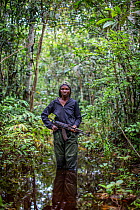 Portrait of female ecoguard / ranger, Salonga National Park, Democratic Republic of Congo. May 2017. There are 16 women who work as Ecoguards in Salonga National Park