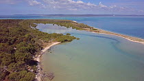 Aerial view tracking over Moreton Island, Queensland, Australia, 2018.