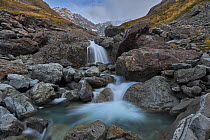Oitra River flowing through Otira Valley. Arthur&#39;s Pass National Park, Southern Alps, New Zealand. May 2019.