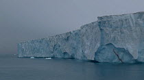 Wide shot of the ice cliff at the terminus of Brasvellbreen Glacier, Svalbard, Norway, 2016.