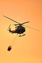 Helicopter fighting forest fire. Ifonche, Tenerife, Canary Islands, 2012.