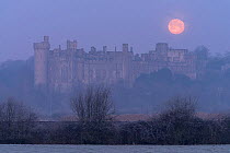 Supermoon over Arundel Castle, West Sussex, England, UK, 21 January 2019.