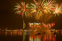 Fireworks over Gun Wharf Quays, Portsmouth, Hampshire, England, UK, November 2017.