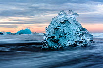 Ice &#39;sculptures&#39; formed by melting glacial ice. The ice comes from the Jokulsarlon Glacier, Iceland, May 2016.