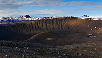 Hverfjall is a tephra cone or tuff ring volcano in northern Iceland, to the east of Myvatn, Iceland. May 2016