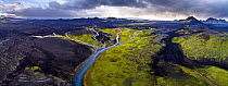 Aerial image of the Blafjallakvisl river. Iceland. October 2017. Digitally stitched panorama.