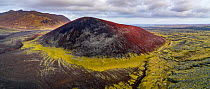 Berserkjahraun, a 4000-year-old lava field situated, Snaefellsnes peninsula.Raudkula Scoria Crater. Iceland, October 2017