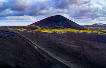 Berserkjahraun, a 4000-year-old lava field situated on the Snaefellsnes peninsula, Raudkula Scoria crater. Iceland, October 2017