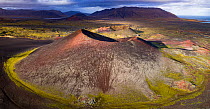 Berserkjahraun, a 4000-year-old lava field situated on the Snaefellsnes peninsula, Grakula Scoria Crater, Iceland, October 2017