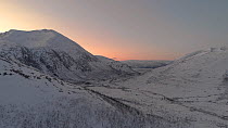 Winter landscape of Kvaloya island, close to Tromso, Norway, December 2019.
