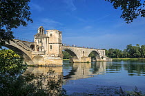 Pont Saint-Benezet / Pont d&#39;Avignon over the river Rhne, Avignon, Vaucluse, Provence-Alpes-Cote d&#39;Azur, France. September 2018