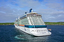 Cruise ship departing Lerwick harbour, Shetland Islands, Scotland, UK. June 2018