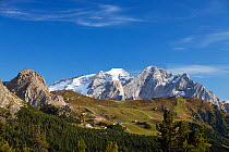 Marmolada mountain, view from north, Dolomites, South Tyrol, Italy, September.