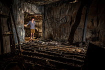 Jeremy Jenkins, seeing his house for the first time after the 2019 / 2020 wildfires destroyed much of the the town of Sarsfield,Victoria, Australia. January, 2020. Editorial use only