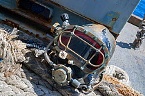 Commercial divers hard hat helmet for surface supply work, Oahu, Hawaii.