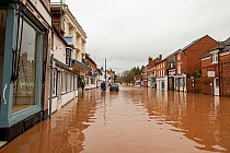 Flooded Teme Street, Tenbury Wells, Storm Dennis, Worcestershire, 16 February 2020.
