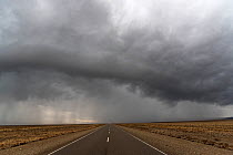 Storm clouds over Ruta 40 road, Santa Cruz Province, Patagonia Argentina. January 2017.